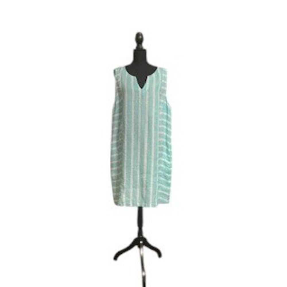 Sigrid Olsen Linen Dress Striped Sleeveless Casual Beach Cover Up XL